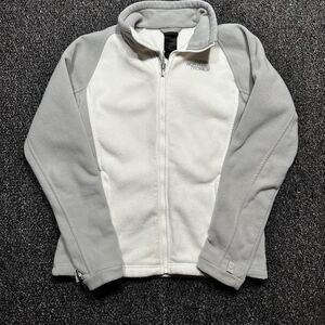 The North Face Fleece Jacket Women’s Medium White Gray Polyester Full Zip Y2K